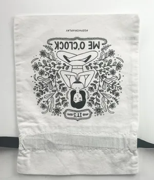 Sephora It's Me O'clock Drawstring Cloth MakeUp Delicates Travel Bag White New thumbnail 1