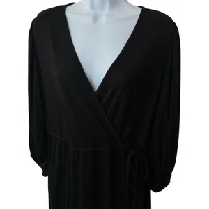 NEW Max Studio Tiered Little Black Dress Capsule Minimalist Dark‎ Romantic L thumbnail 3