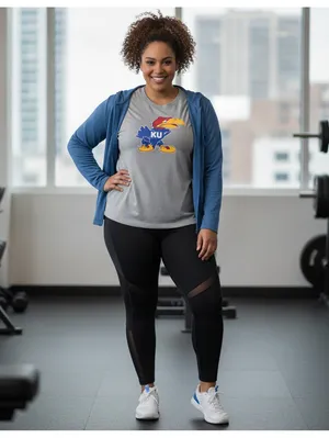 Adidas Kansas Jayhawks KU Gray Mascot Logo T-Shirt Size Medium Short Sleeve thumbnail 5