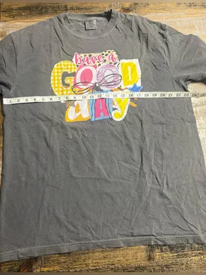 Comfort Colors Charcoal 'Have a Good Day' Graphic Tee with Bright Accent Colors thumbnail 5