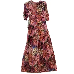 Vince Camuto V-Neck Shirred Maxi Dress in Purple / Multicolor Size 20W MSRP $179 thumbnail 6