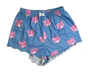 ROMWE Blue and Pink Bear Print Sleep Shorts thumbnail 1