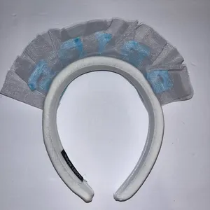 Bridal Headband for Women - White with Light Blue Accents thumbnail 2