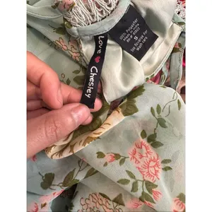 Love Chesley Mint Floral Halter Dress Flowy Sleeveless Mini Size S thumbnail 6