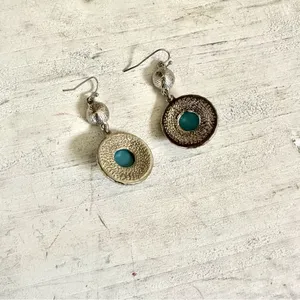 Blue rhinestone silver tone drop earrings thumbnail 8