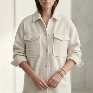 Zara Off White Soft Button Down Overshirt Woman’s Jacket Size M thumbnail 2