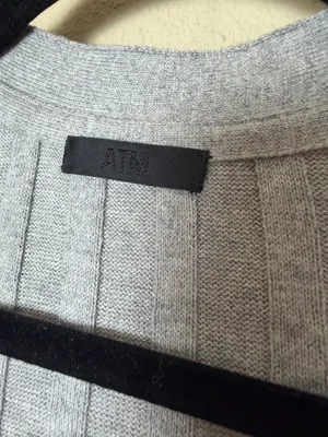 ATM Cotton Cashmere Duster Longline Cardigan Sweater Grey Ribbed Size XS thumbnail 4