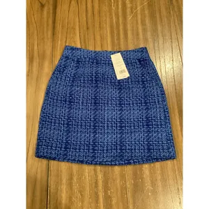 French Connection Azzurra Tweed Plaid Mini Skirt Blue NWT MSRP $98 size 2 thumbnail 2