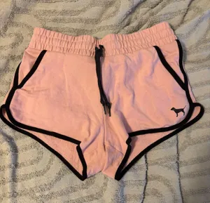 PINK Victoria's Secret Light Pink Athletic Shorts with Black Accents, Sz M thumbnail 1