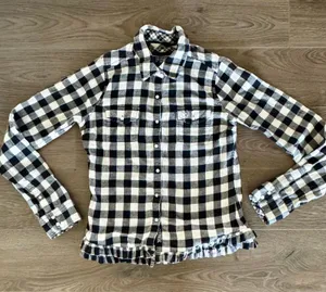 Y2K Victoria’s Secret Pink Buffalo Check Plaid Flannel Shirt XS/S Ruffle Cowgirl thumbnail 1