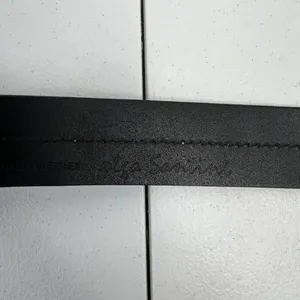 Olga Santini Women's Size L Leather Belt Black DOUBLE‎ OO Buckle Silver Toned thumbnail 5