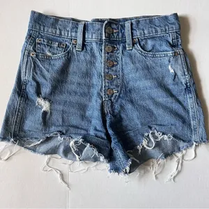Gap denim button fly high rise cheeky shorts size 0/25 Denim thumbnail 2