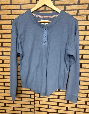 The Normal Brand Blue‎ Henley Top Size Medium Blue thumbnail 1