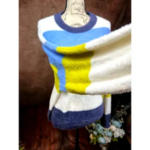 Oversized Bright Fluffy Soft Knit Collar Cuffs Aerie Flurry Crew Sweater L thumbnail 7