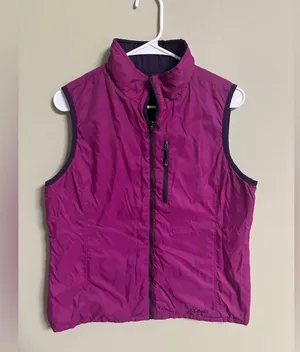 LL Bean Womens Purple Short Purple Pink Reversible Full Zip Vest Size Medium thumbnail 2
