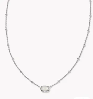 Kendra Scott Silver Necklace with White Oval Stone thumbnail 1