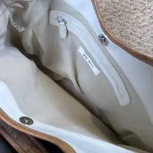 VTG Nine West Patchwork Hobo Shoulder Bag Tan Cream White Faux Leather Neutral thumbnail 5
