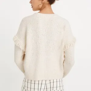 Madewell ivory Montford Fringe Pullover Sweater thumbnail 4