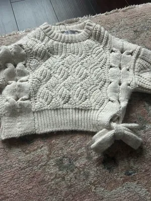 ZARA White Knit Sweater Cropped thumbnail 2