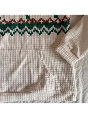Women’s Cream and Green Shamrock Pullover Crewneck Long Sleeve Top Size XL thumbnail 3