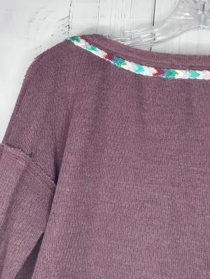 We The Free Plum Henley Boho Hippie Indie Earthcore Waffle Knit Long Sleeve Top thumbnail 10