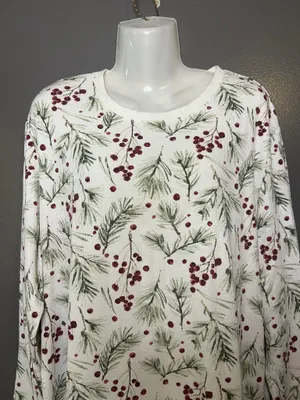 Stars Above Pajama Set Womens XXL White Berry Christmas Thermal Top Pants Lounge thumbnail 1