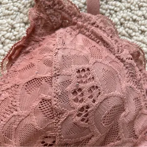 Aerie Dusty Coral Rose Lace Triangle Bralette XS thumbnail 2
