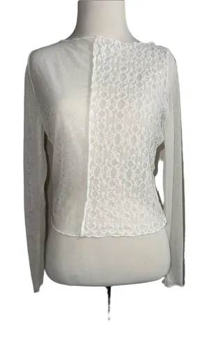 Self Esteem White Mesh Long Sleeve Top thumbnail 1