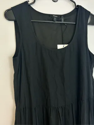 NWT Theory Black Sleevelss Cotton Tiered Boho Maxi Dress Size Small Petite thumbnail 5