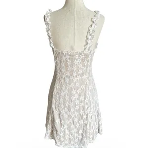 Shein Women Size Medium White Beige Lace Mini Dress A-line | 61-4 thumbnail 2