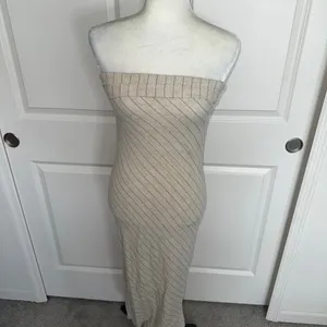 Striped Beige Midi Dress thumbnail 3