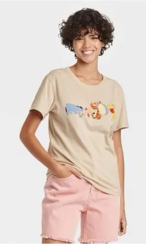Disney Winnie the Pooh Tigger Parade Beige Graphic Logo Tee Shirt Top thumbnail 1