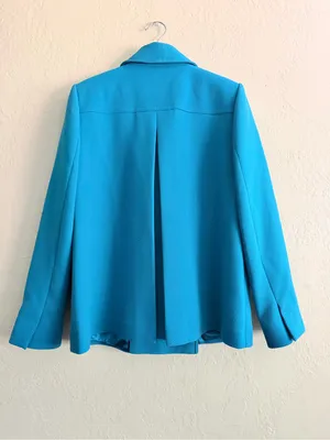 LOFT Bright Turquoise Double-Breasted Peacoat thumbnail 2