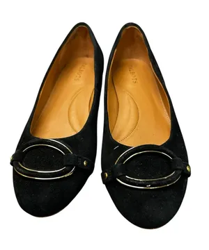 Talbots Black Suede Ballet Flats Gold Hardware Women’s Size 7M Comfort thumbnail 1