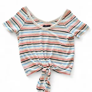 Abercrombie Fitch Top Shirt Short Sleeve Women Small Tie Bottom Tie Front Scoop thumbnail 1