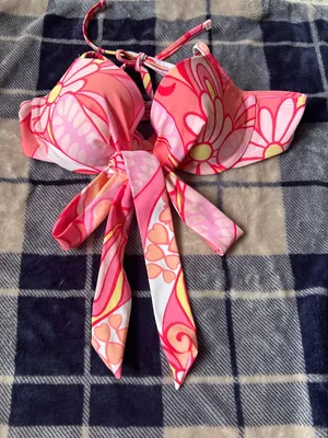 aerie Pink Floral-Print Padded Bikini Top 34B y M thumbnail 4
