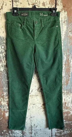 J. Crew Matchstick Green Corduroy Pants, Womens size 24 regular thumbnail 1