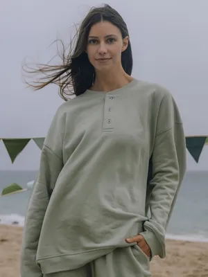 Daily Drills Fleece Henley—Harbor, XS/S. thumbnail 1