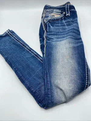 Rock Revival Rosalie Mid Rise Skinny Jeans Embellished Rhinestone Women 26 Denim thumbnail 5
