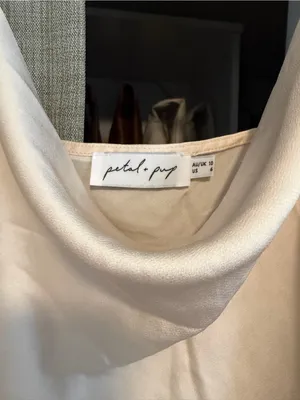 Petal & Pup Satin Cowl Neck Tank in Cream thumbnail 2