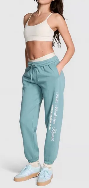 PINK wellness club teal sweat capris thumbnail 1