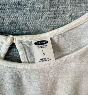 Old Navy White Bell Sleeve Crochet Insert Peasant Blouse Large thumbnail 5