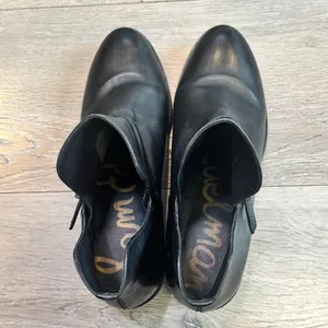 Sam Edelman Black‎ Leather Cut-Out Ankle Boots Pointed Toe Block Heel Size 9 thumbnail 5
