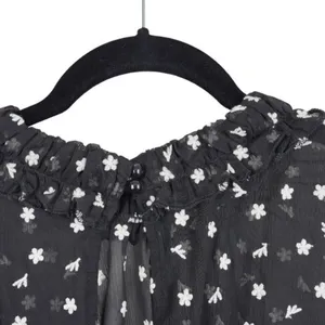 Lulus Blouse Womens M Sheer Floral Long Sleeve Ruffle Neck Keyhole Back Top thumbnail 7