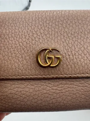 GUCCI GG Marmont dusty rose pebbled leather trifold compact Wallet thumbnail 6