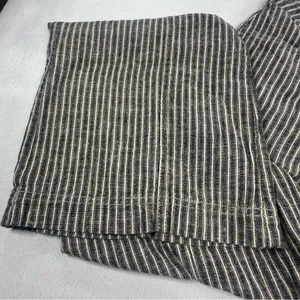 Sundance Linen Blend Pants Womens 2 Beige Black Striped Wide Leg Trousers thumbnail 4