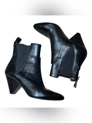 Veronica Beard Lada ConeHeel Black Leather Chelsea Booties Size 36.5 US 6.5 thumbnail 3