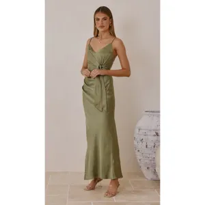 Billy J‎ Yasmeen Tie Front Maxi Dress Size 12 Olive Green thumbnail 2