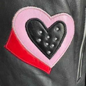 Barbie Custom Embroidered Glam Graphic Leather Jacket With Faux Fur Hood thumbnail 6