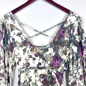 Free People Heart of‎ Gold Dress M Moody Floral Bell Sleeve Boho Whimsigoth Mini thumbnail 6